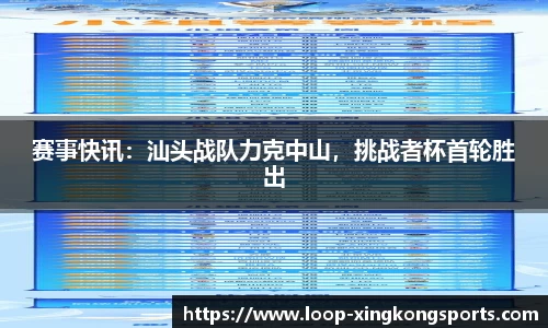 赛事快讯：汕头战队力克中山，挑战者杯首轮胜出